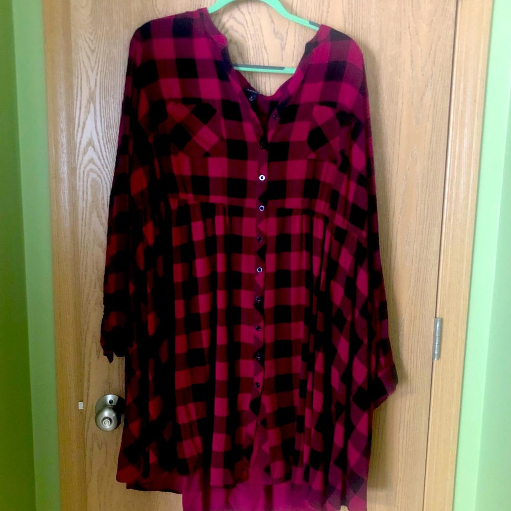 Torrid Pink Plaid Baby Doll Dress